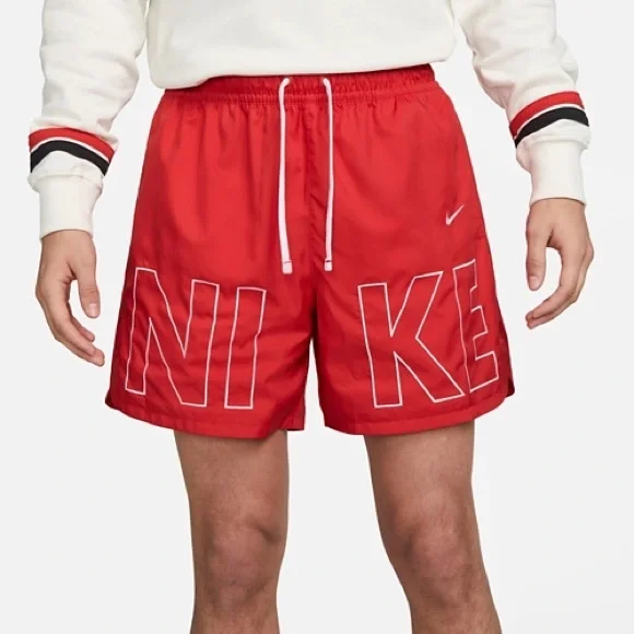 New Nike Woven Monogram Flow Shorts Men’s Large Spell Out Logo Red Y2K Sporty - Picture 1 of 15